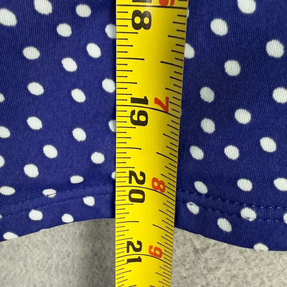 Lands End Kids Girls 12+ Tankini Swim Top Blue White Polka Dots Crossed Straps